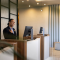 Receptionist at desk