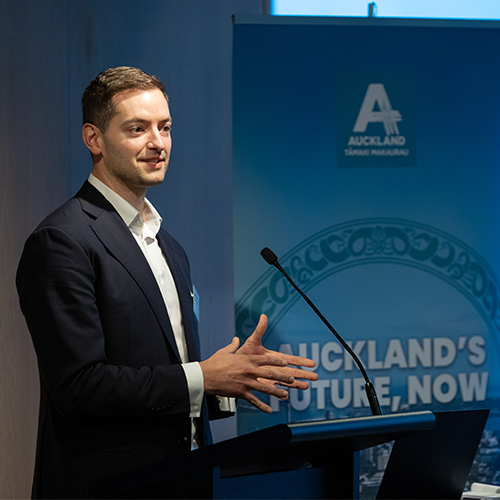 Tim Moonen speaking at Auckland's Future, Now 2023 event Tim Moonen speaking at Auckland's Future, Now 2023 event